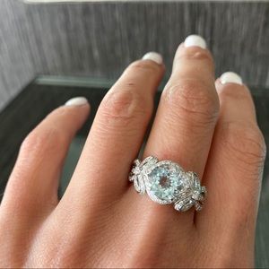 Tiffany Co Ring Bow Ribbon Aquamarine 